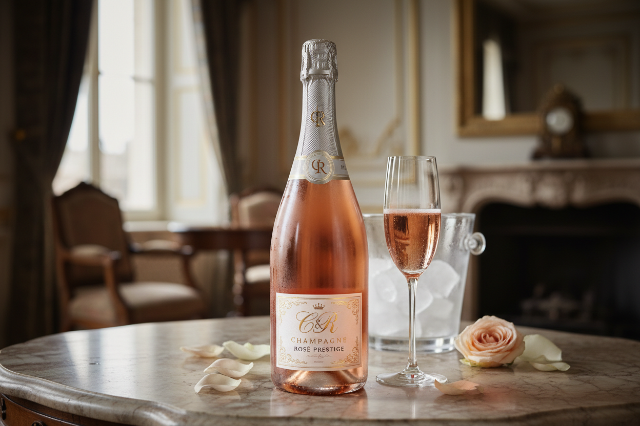 faça Champagne Rosé Prestige com imagem existente